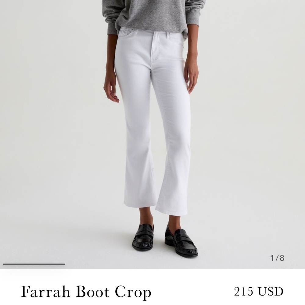 Anthropologie AG White Farrah High Rise Boot Cut Raw Hem Jeans Women's 28 ($215)